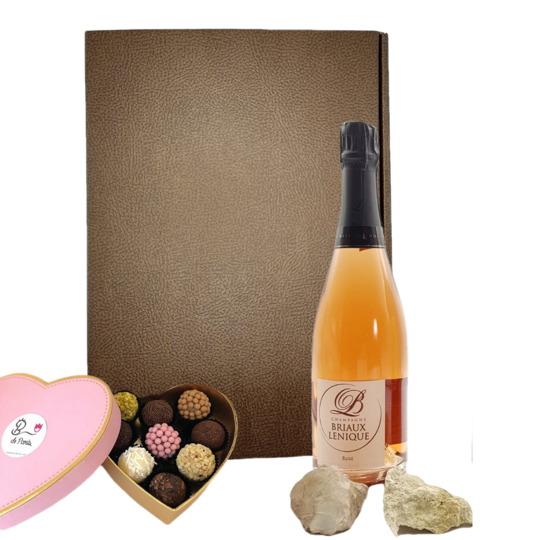 Coffret champagne & chocolat Saint-Valentin - Cadeau idéal pour les Couples